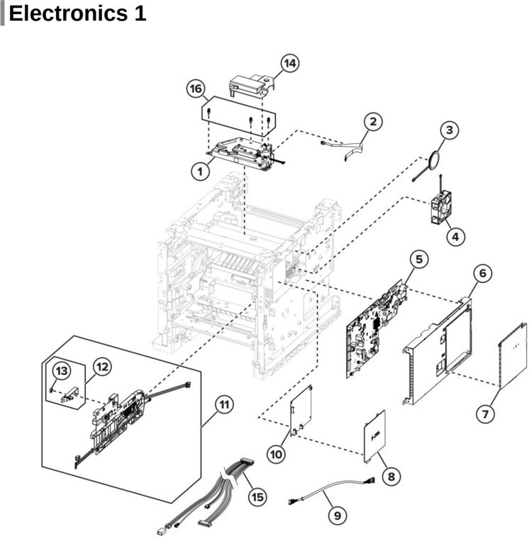 Assembly 7: Electronics 1 parts diagram - Lexmark MS725 MS821 MS822 MS823 MS825 MS826 B2865 M52xx Parts