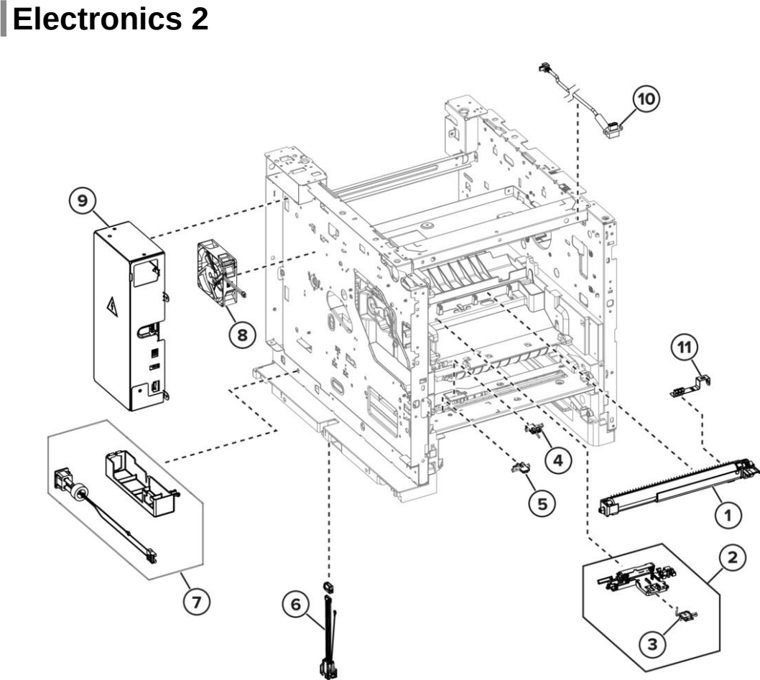 Assembly 8: Electronics 2 parts diagram - Lexmark MS725 MS821 MS822 MS823 MS825 MS826 B2865 M52xx Parts