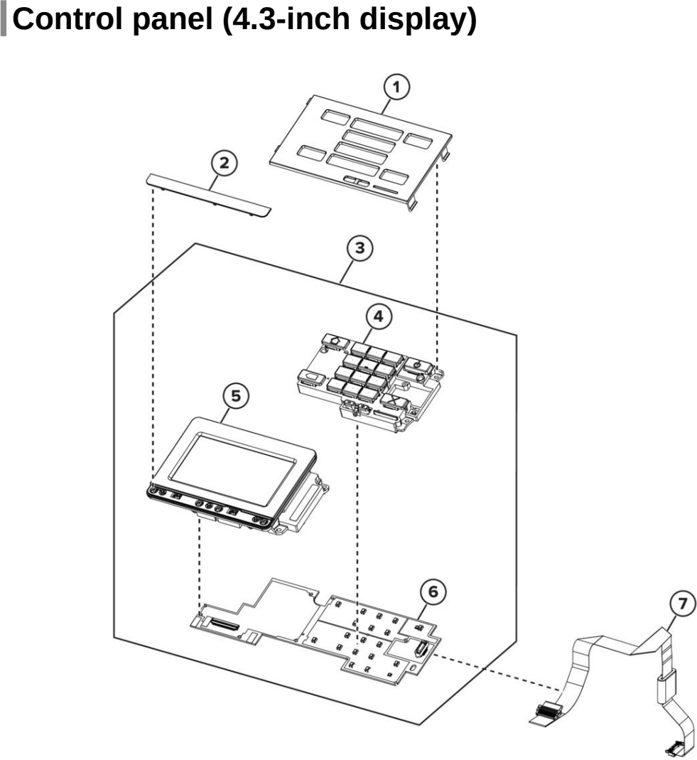 Assembly 15: Control panel (4.3‑inch display) parts diagram - Lexmark MS725 MS821 MS822 MS823 MS825 MS826 B2865 M52xx Parts