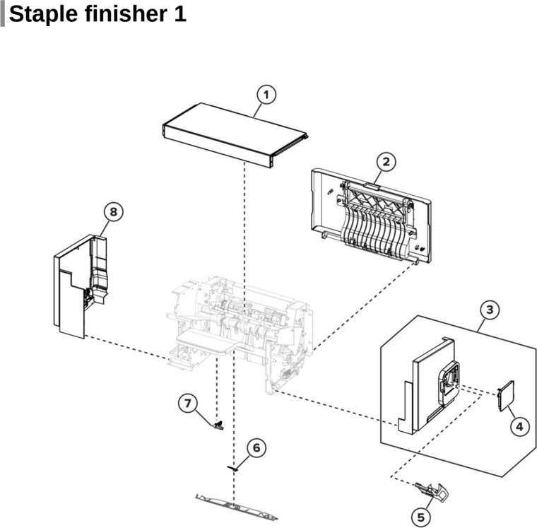 Assembly 36: Staple finisher 1 parts diagram - Lexmark MS725 MS821 MS822 MS823 MS825 MS826 B2865 M52xx Parts
