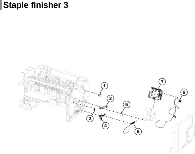 Assembly 38: Staple finisher 3 parts diagram - Lexmark MS725 MS821 MS822 MS823 MS825 MS826 B2865 M52xx Parts