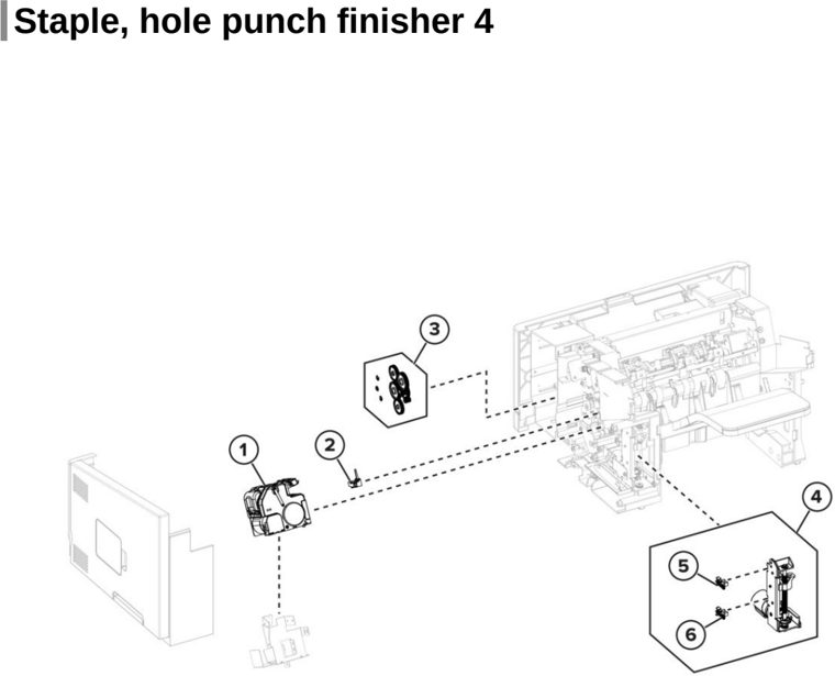 Assembly 47: Staple, hole punch finisher 4 parts diagram - Lexmark MS725 MS821 MS822 MS823 MS825 MS826 B2865 M52xx Parts