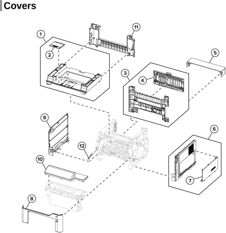 Assembly 2: Covers parts diagram - Lexmark MX622 MB2650 XM3250 Parts