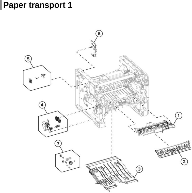 Assembly 8: Paper transport 1 parts diagram - Lexmark MX622 MB2650 XM3250 Parts