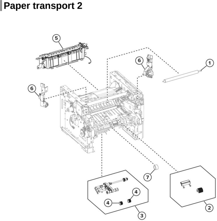Assembly 9: Paper transport 2 parts diagram - Lexmark MX622 MB2650 XM3250 Parts