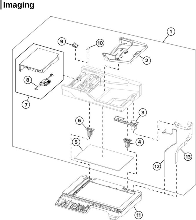 Assembly 12: Imaging parts diagram - Lexmark MX622 MB2650 XM3250 Parts