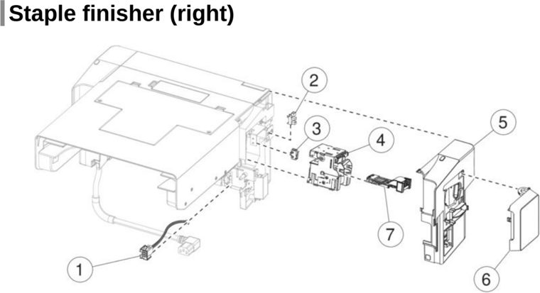 Assembly 16: Staple finisher (right) parts diagram - Lexmark MX622 MB2650 XM3250 Parts