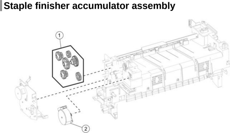 Assembly 21: Staple finisher accumulator assembly parts diagram - Lexmark MX622 MB2650 XM3250 Parts