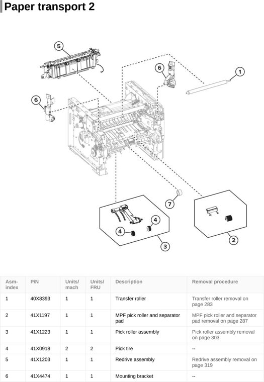 Assembly 8: Paper transport 2 parts diagram - Lexmark MS321 MS421 MS521 M124x B2338 B2442 B2546 Parts