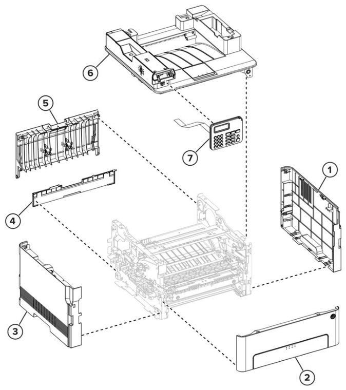 Assembly 1: Parts parts diagram - Lexmark MB2236 & MB2236i Parts