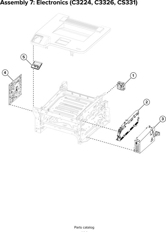 Assembly 7: Electronics (C3224, C3326, CS331) parts diagram - Lexmark CS331 CS431 CS439 C2326 C3224 C3326 C3426 Parts