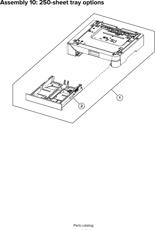 Assembly 10: 250-sheet tray options parts diagram - Lexmark CS331 CS431 CS439 C2326 C3224 C3326 C3426 Parts