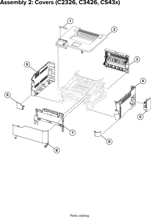 Assembly 2: Covers (C2326, C3426, CS43x) parts diagram - Lexmark C3224 Parts