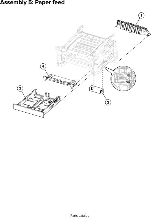 Assembly 5: Paper feed parts diagram - Lexmark C3224 Parts
