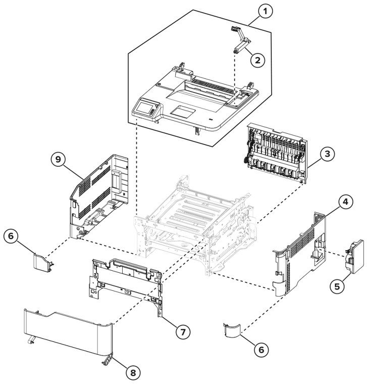 Assembly 1: Parts parts diagram - Lexmark MC3224 & MC3224i Parts