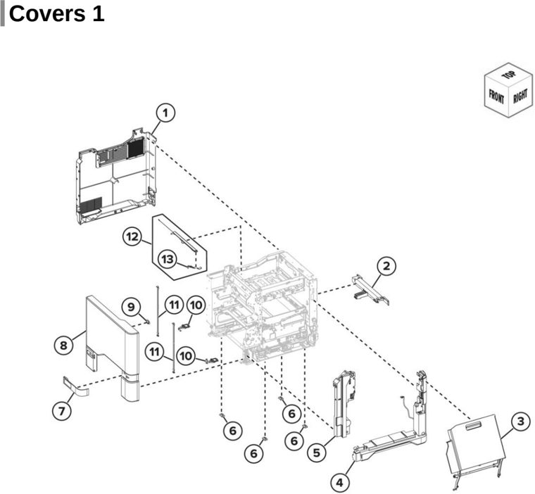Assembly 2: Covers 1 parts diagram - Lexmark CX730 CX735 XC4342 XC4352 Series Parts