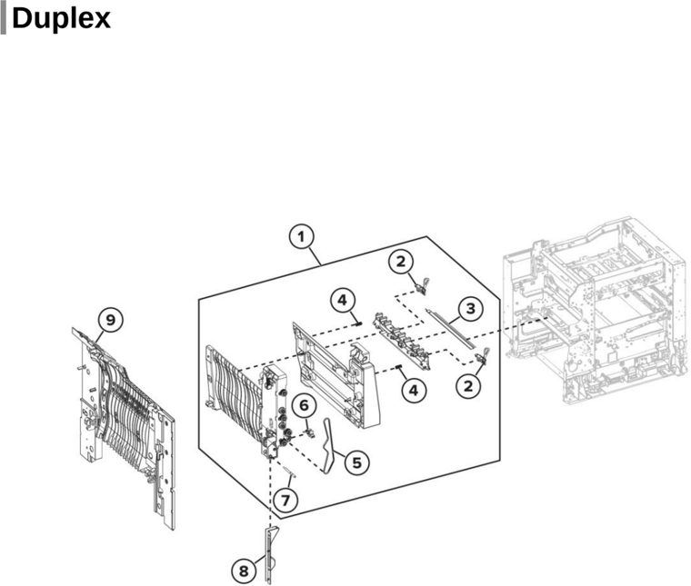 Assembly 10: Duplex parts diagram - Lexmark CX730 CX735 XC4342 XC4352 Series Parts