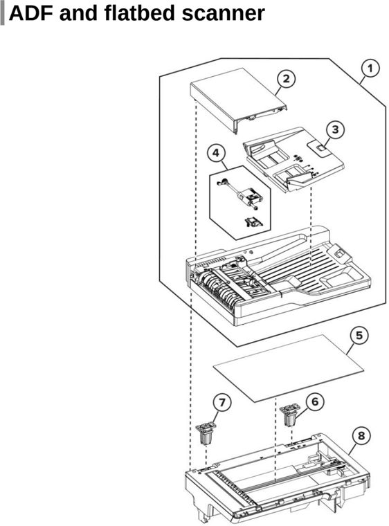 Assembly 13: ADF and flatbed scanner parts diagram - Lexmark CX730 CX735 XC4342 XC4352 Series Parts