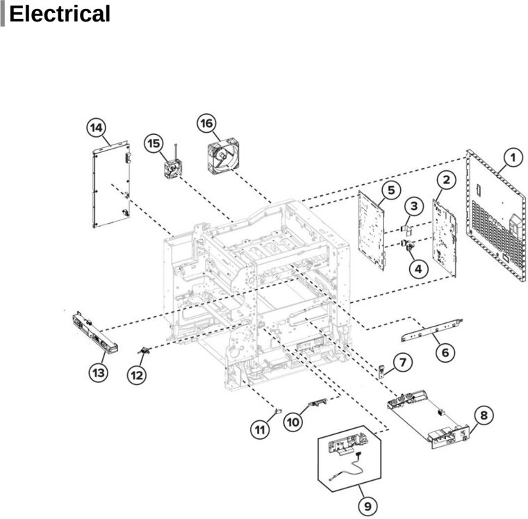 Assembly 9: Electrical parts diagram - Lexmark CS730 CS735 C4342 C4352 Parts
