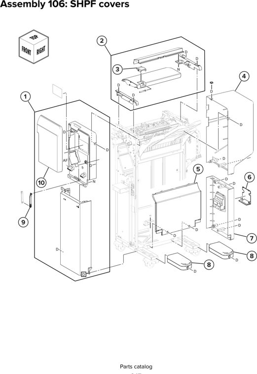 Assembly 106: SHPF covers parts diagram - Lexmark CX930 CX931 Parts
