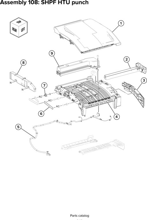 Assembly 108: SHPF HTU punch parts diagram - Lexmark CX930 CX931 Parts
