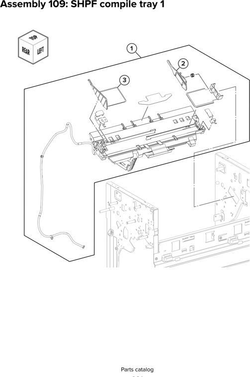 Assembly 109: SHPF compile tray 1 parts diagram - Lexmark CX930 CX931 Parts
