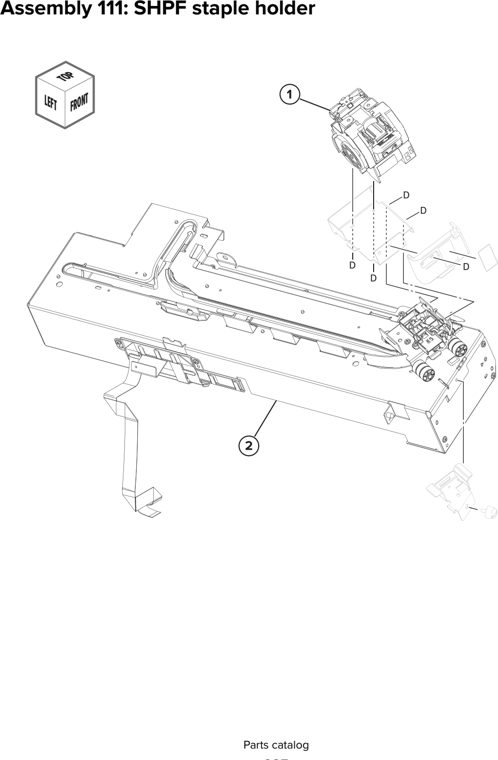Assembly 111: SHPF staple holder parts diagram - Lexmark CX930 CX931 Parts