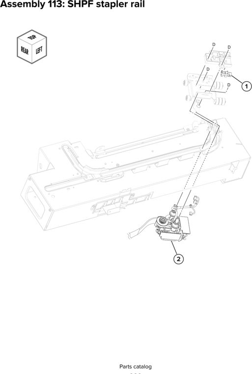Assembly 113: SHPF stapler rail parts diagram - Lexmark CX930 CX931 Parts