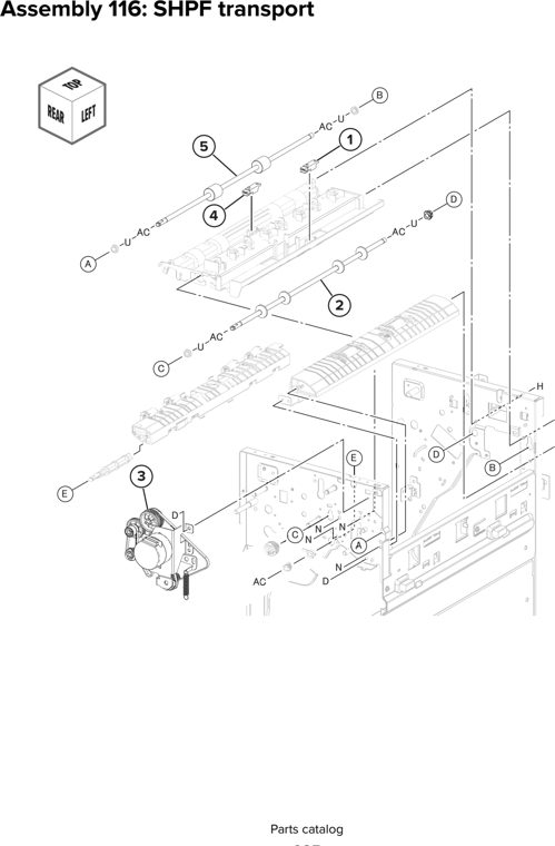Assembly 116: SHPF transport parts diagram - Lexmark CX930 CX931 Parts