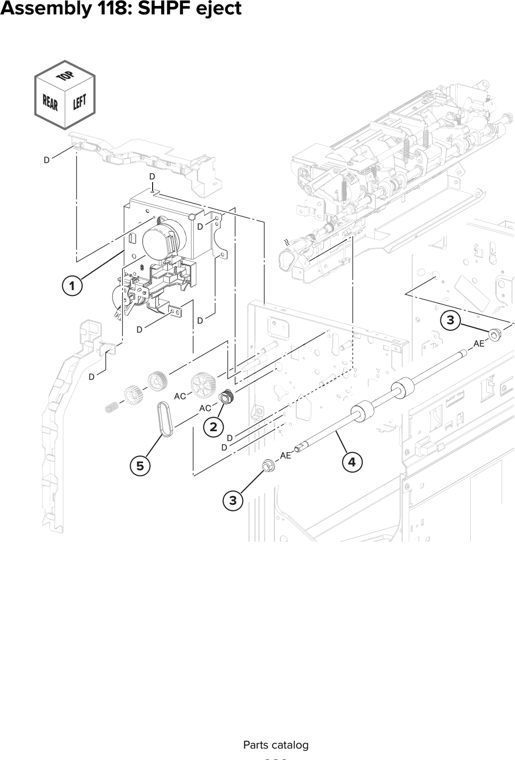 Assembly 118: SHPF eject parts diagram - Lexmark CX930 CX931 Parts