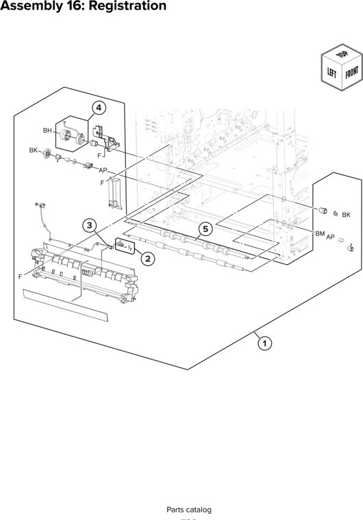 Assembly 16: Registration parts diagram - Lexmark CX930 CX931 Parts