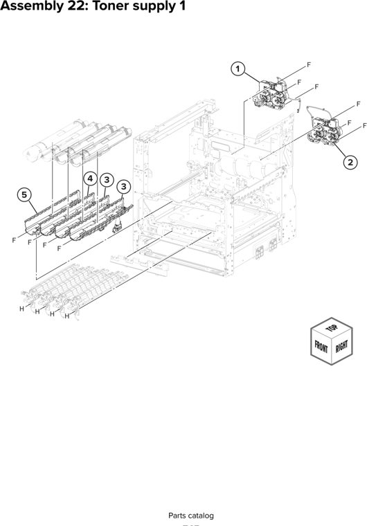 Assembly 22: Toner supply 1 parts diagram - Lexmark CX930 CX931 Parts