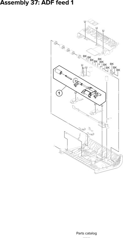 Assembly 37: ADF feed 1 parts diagram - Lexmark CX930 CX931 Parts