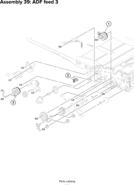 Assembly 39: ADF feed 3 parts diagram - Lexmark CX930 CX931 Parts