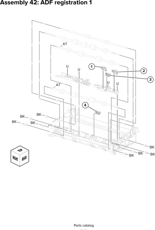 Assembly 42: ADF registration 1 parts diagram - Lexmark CX930 CX931 Parts