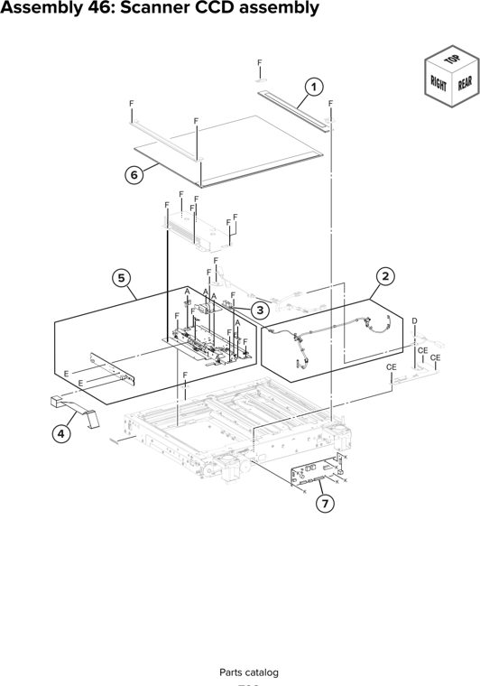Assembly 46: Scanner CCD assembly parts diagram - Lexmark CX930 CX931 Parts