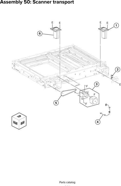 Assembly 50: Scanner transport parts diagram - Lexmark CX930 CX931 Parts