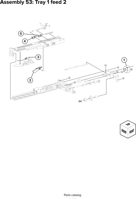 Assembly 53: Tray 1 feed 2 parts diagram - Lexmark CX930 CX931 Parts