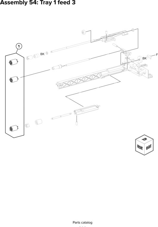 Assembly 54: Tray 1 feed 3 parts diagram - Lexmark CX930 CX931 Parts