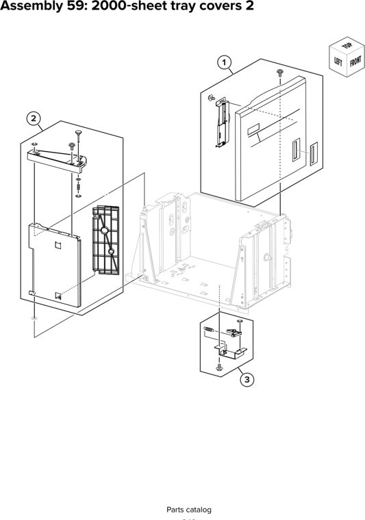Assembly 59: 2000 sheet tray covers 2 parts diagram - Lexmark CX930 CX931 Parts