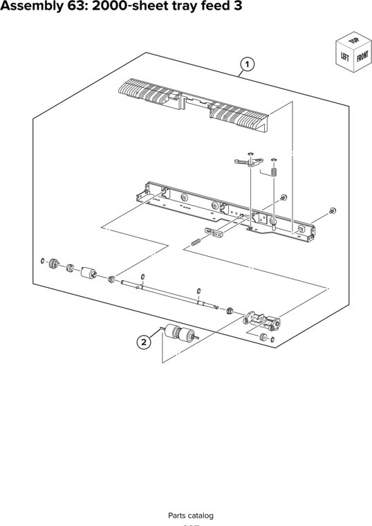 Assembly 63: 2000 sheet tray feed 3 parts diagram - Lexmark CX930 CX931 Parts