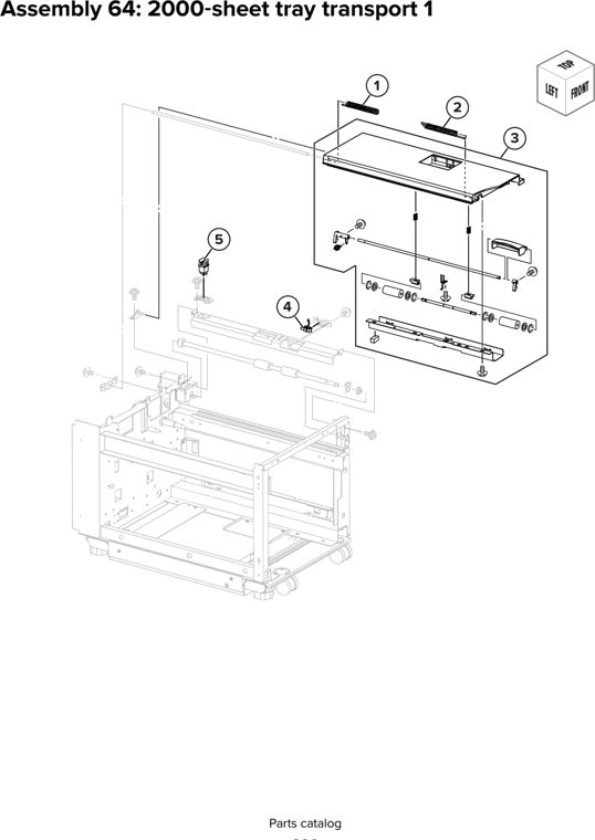 Assembly 64: 2000 sheet tray transport 1 parts diagram - Lexmark CX930 CX931 Parts