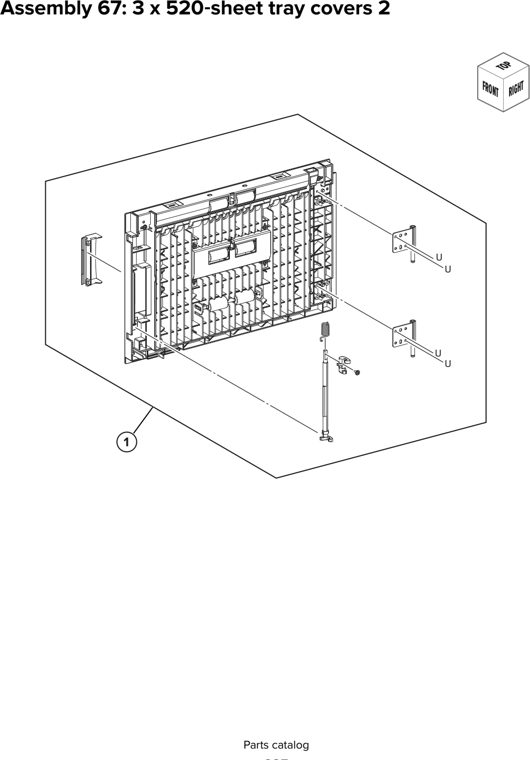 Assembly 67: 3 x 520 sheet tray covers 2 parts diagram - Lexmark CX930 CX931 Parts