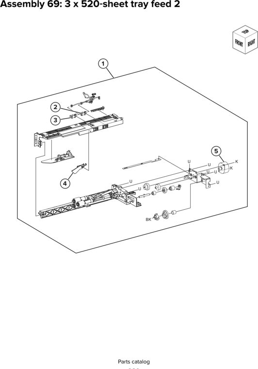 Assembly 69: 3 x 520 sheet tray feed 2 parts diagram - Lexmark CX930 CX931 Parts