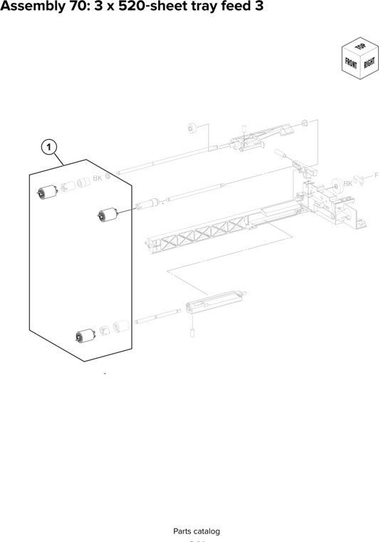Assembly 70: 3 x 520 sheet tray feed 3 parts diagram - Lexmark CX930 CX931 Parts