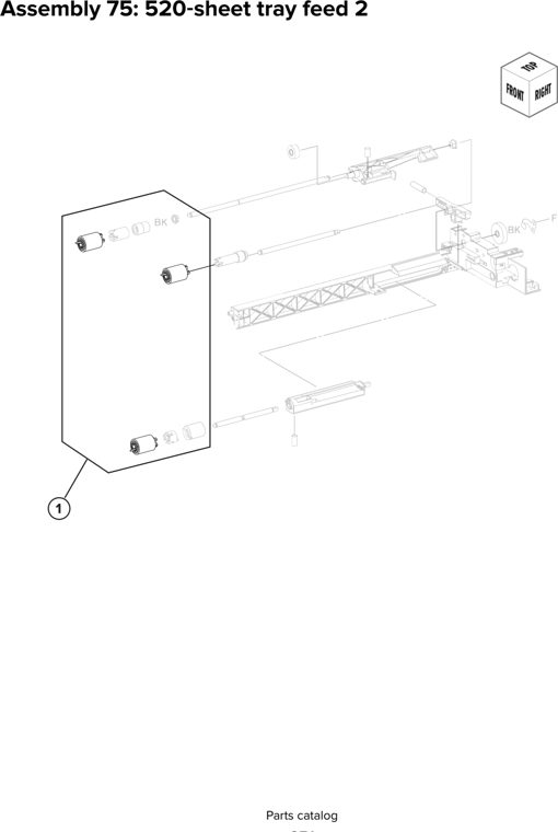 Assembly 75: 520 sheet tray feed 2 parts diagram - Lexmark CX930 CX931 Parts