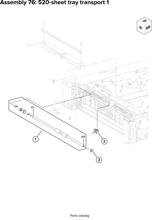 Assembly 76: 520 sheet tray transport 1 parts diagram - Lexmark CX930 CX931 Parts