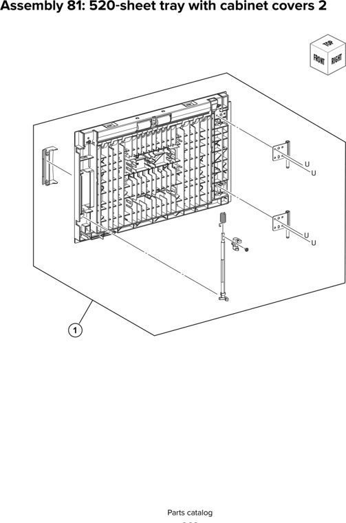 Assembly 81: 520 sheet tray with cabinet covers 2 parts diagram - Lexmark CX930 CX931 Parts