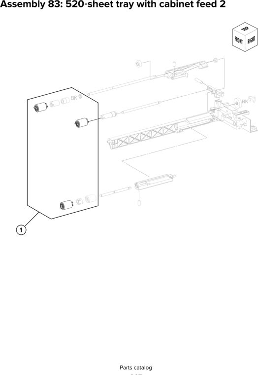 Assembly 83: 520 sheet tray with cabinet feed 2 parts diagram - Lexmark CX930 CX931 Parts