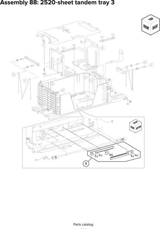 Assembly 88: 2520 sheet tandem tray 3 parts diagram - Lexmark CX930 CX931 Parts